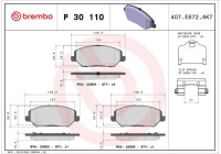 Kit de plaquettes de frein, frein à disque P30110 Brembo
