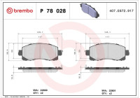 Kit de plaquettes de frein, frein à disque P78028 Brembo