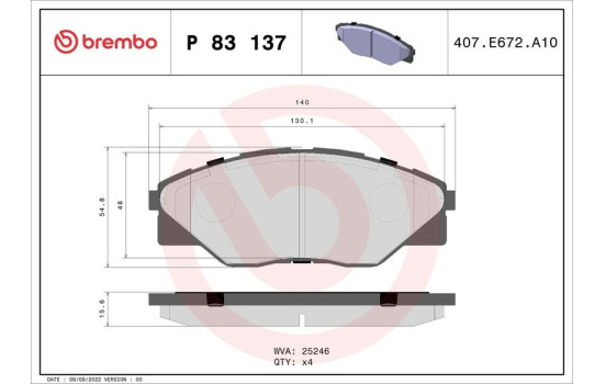 Kit de plaquettes de frein, frein à disque P83137 Brembo, Image 2