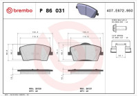 Kit de plaquettes de frein, frein à disque P86031 Brembo