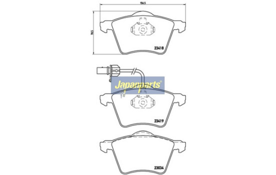 Kit de plaquettes de frein, frein à disque PA-0314AF Japanparts, Image 2