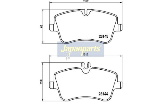 Kit de plaquettes de frein, frein à disque PA-0509AF Japanparts, Image 2