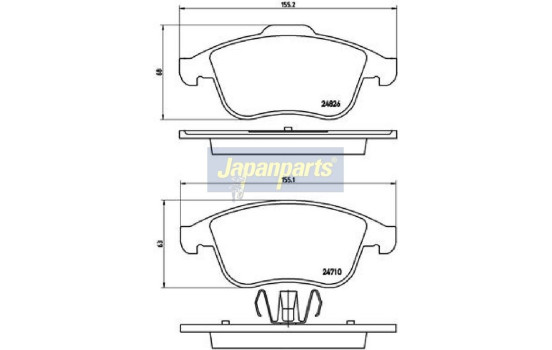 Kit de plaquettes de frein, frein à disque PA-0710AF Japanparts, Image 2