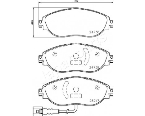 Kit de plaquettes de frein, frein à disque PA-0908AF Japanparts, Image 2