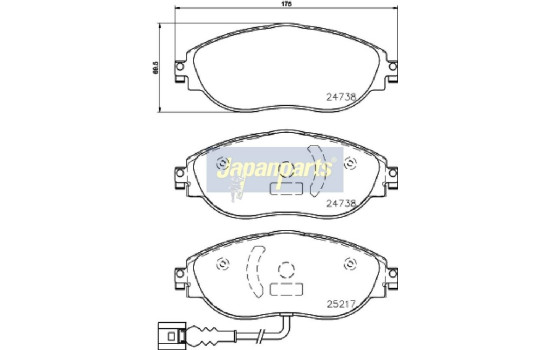 Kit de plaquettes de frein, frein à disque PA-0908AF Japanparts, Image 2