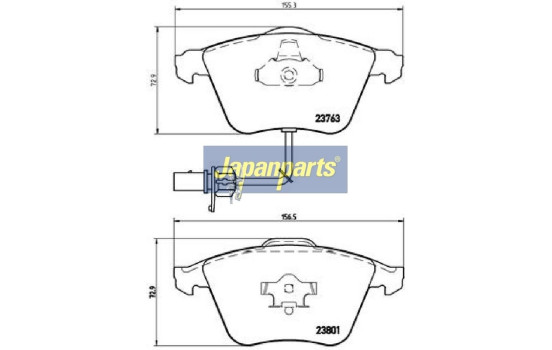 Kit de plaquettes de frein, frein à disque PA-0913AF Japanparts, Image 2