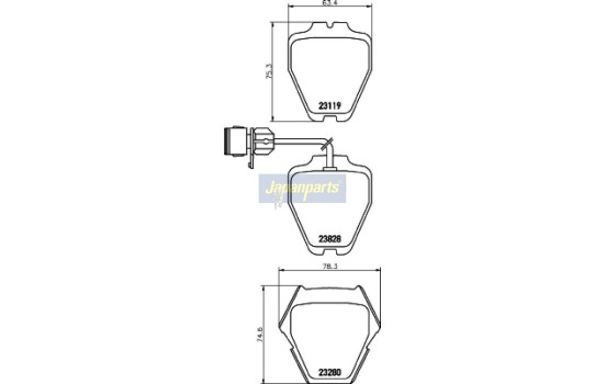 Kit de plaquettes de frein, frein à disque PA-0928AF Japanparts, Image 2