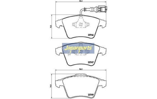Kit de plaquettes de frein, frein à disque PA-0954AF Japanparts, Image 2