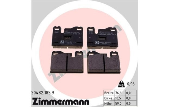 Kit de plaquettes de frein, frein à disque pb:z 20482.185.9 Zimmermann, Image 2