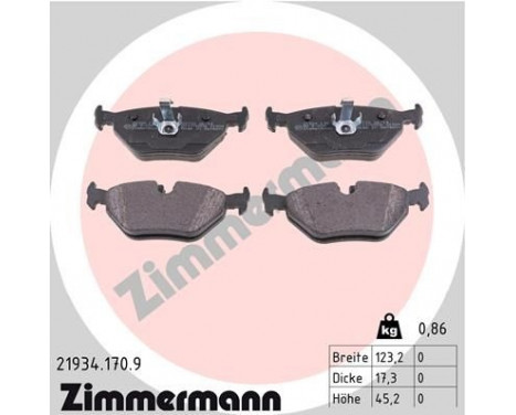 Kit de plaquettes de frein, frein à disque pb:z 21934.170.9 Zimmermann