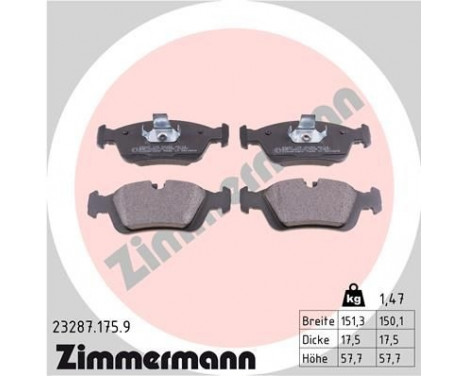 Kit de plaquettes de frein, frein à disque pb:z 23287.175.9 Zimmermann