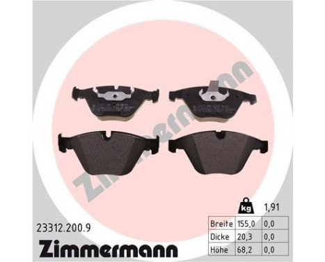 Kit de plaquettes de frein, frein à disque pb:z 23312.200.9 Zimmermann