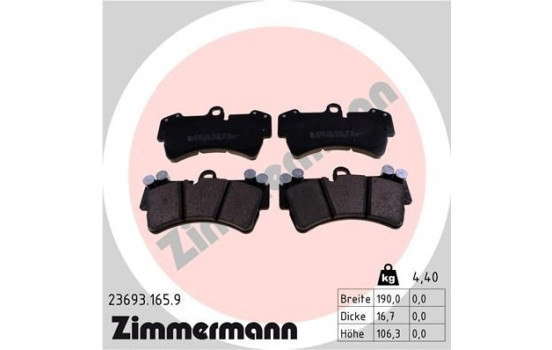 Kit de plaquettes de frein, frein à disque pb:z 23693.165.9 Zimmermann