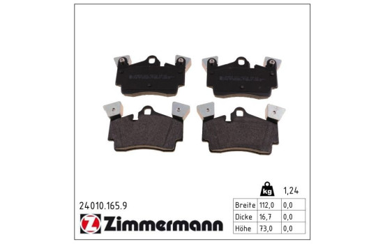 Kit de plaquettes de frein, frein à disque pb:z 24010.165.9 Zimmermann, Image 2
