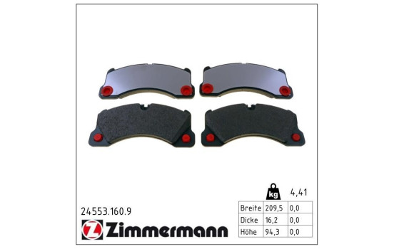 Kit de plaquettes de frein, frein à disque pb:z 24553.160.9 Zimmermann