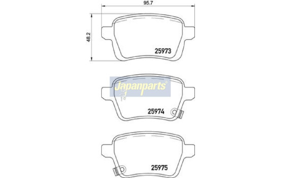 Kit de plaquettes de frein, frein à disque PP-0209AF Japanparts, Image 2