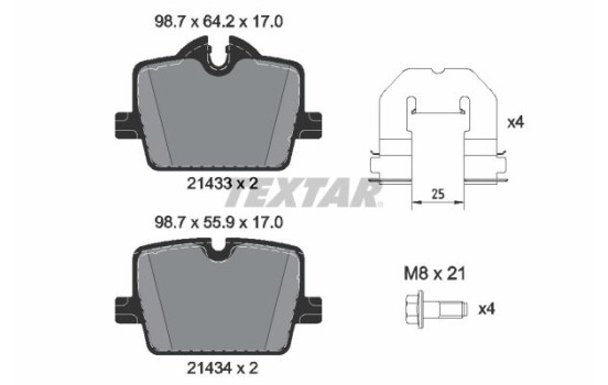 Kit de plaquettes de frein, frein à disque Q+ 2143301 Textar