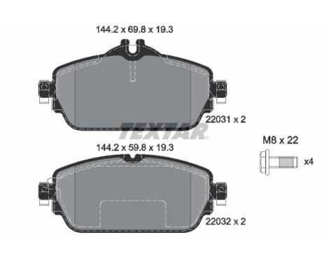 Kit de plaquettes de frein, frein à disque Q+ 2203102 Textar