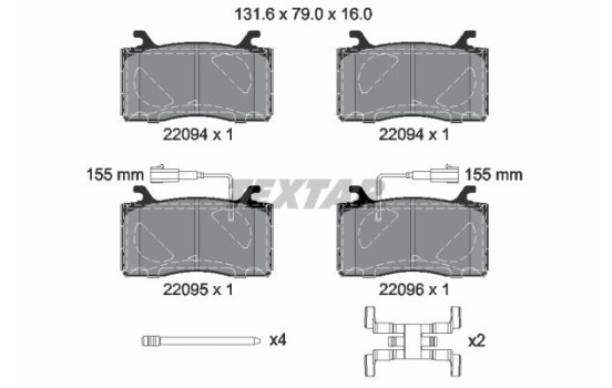 Kit de plaquettes de frein, frein à disque Q+ 2209401 Textar
