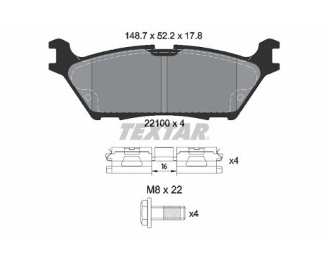Kit de plaquettes de frein, frein à disque Q+ 2210001 Textar