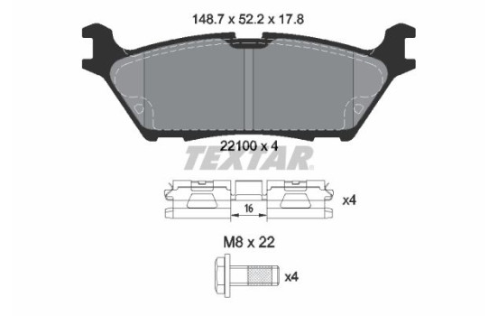 Kit de plaquettes de frein, frein à disque Q+ 2210001 Textar