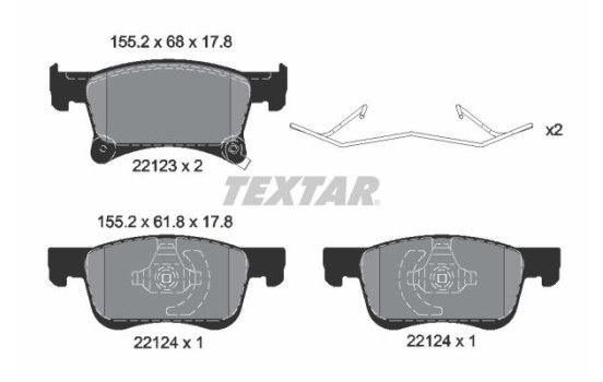 Kit de plaquettes de frein, frein à disque Q+ 2212301 Textar