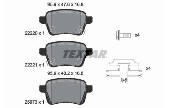 Kit de plaquettes de frein, frein à disque Q+ 2222001 Textar