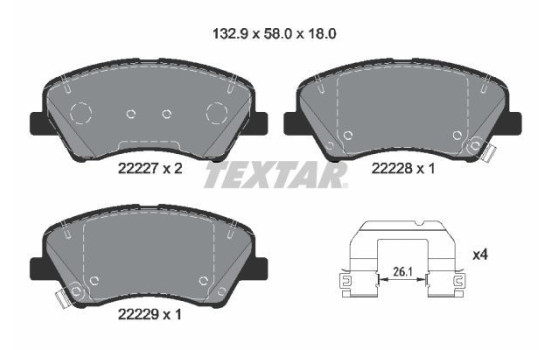 Kit de plaquettes de frein, frein à disque Q+ 2222701 Textar