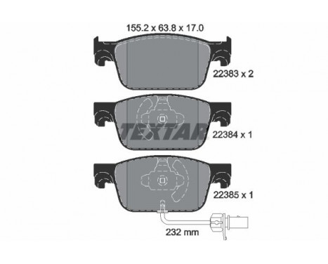 Kit de plaquettes de frein, frein à disque Q+ 2238301 Textar