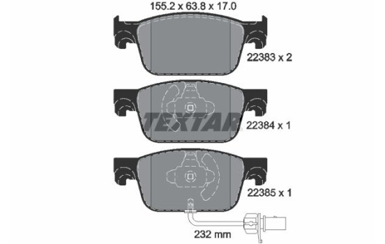 Kit de plaquettes de frein, frein à disque Q+ 2238301 Textar