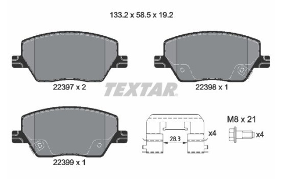 Kit de plaquettes de frein, frein à disque Q+ 2239701 Textar
