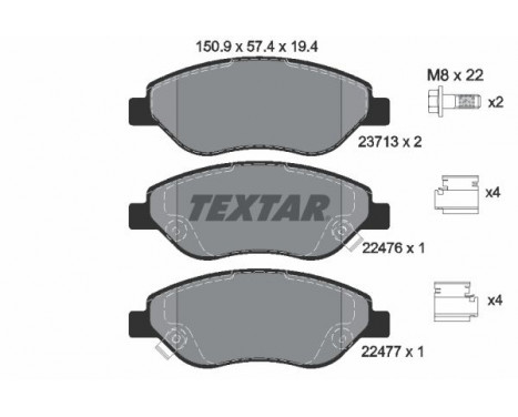 Kit de plaquettes de frein, frein à disque Q+ 2247601 Textar