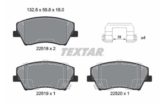 Kit de plaquettes de frein, frein à disque Q+ 2251801 Textar