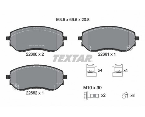 Kit de plaquettes de frein, frein à disque Q+ 2266001 Textar