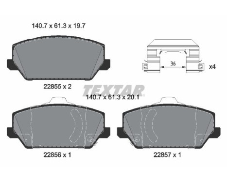 Kit de plaquettes de frein, frein à disque Q+ 2285501 Textar