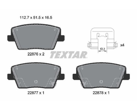 Kit de plaquettes de frein, frein à disque Q+ 2287601 Textar