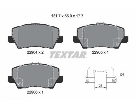 Kit de plaquettes de frein, frein à disque Q+ 2290401 Textar
