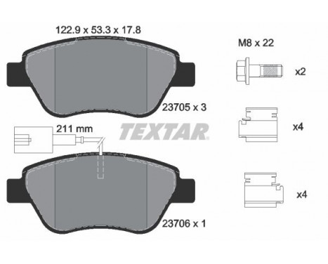 Kit de plaquettes de frein, frein à disque Q+ 2370502 Textar