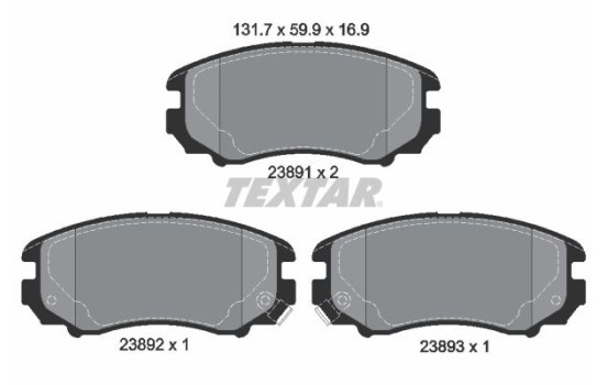 Kit de plaquettes de frein, frein à disque Q+ 2389101 Textar