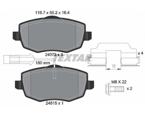 Kit de plaquettes de frein, frein à disque Q+ 2407303 Textar
