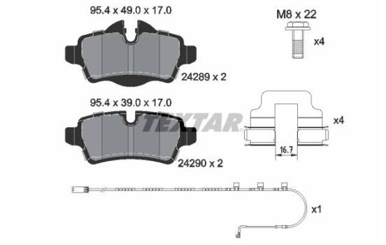 Kit de plaquettes de frein, frein à disque Q+ 2428904 Textar