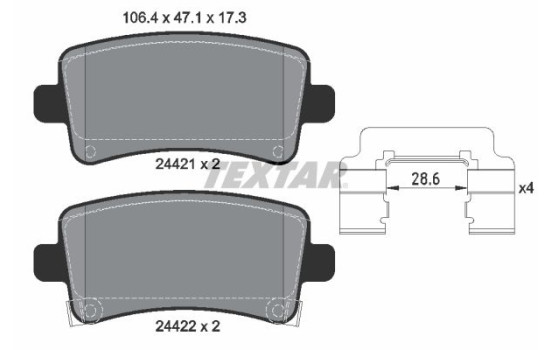 Kit de plaquettes de frein, frein à disque Q+ 2442102 Textar