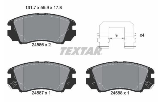 Kit de plaquettes de frein, frein à disque Q+ 2458601 Textar
