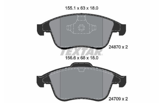 Kit de plaquettes de frein, frein à disque Q+ 2487001 Textar