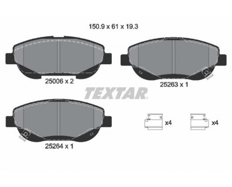 Kit de plaquettes de frein, frein à disque Q+ 2500601 Textar