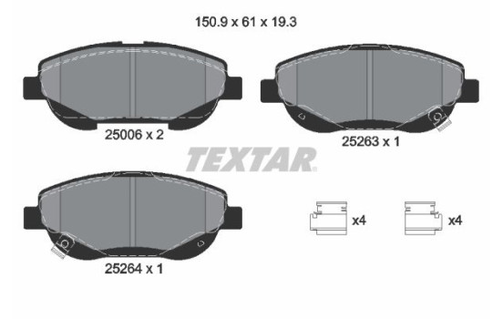 Kit de plaquettes de frein, frein à disque Q+ 2500601 Textar