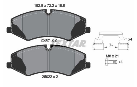 Kit de plaquettes de frein, frein à disque Q+ 2502101 Textar