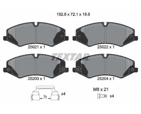 Kit de plaquettes de frein, frein à disque Q+ 2502201 Textar