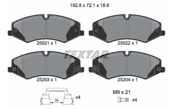 Kit de plaquettes de frein, frein à disque Q+ 2502201 Textar