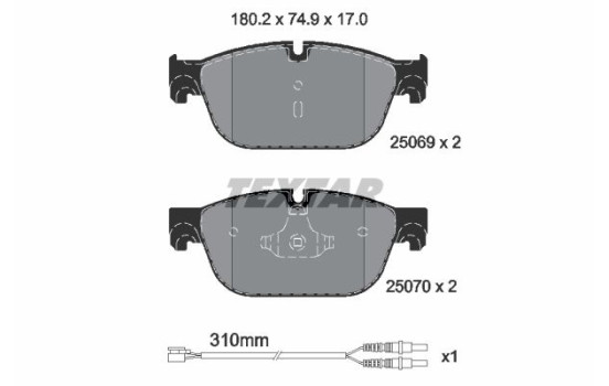 Kit de plaquettes de frein, frein à disque Q+ 2506901 Textar